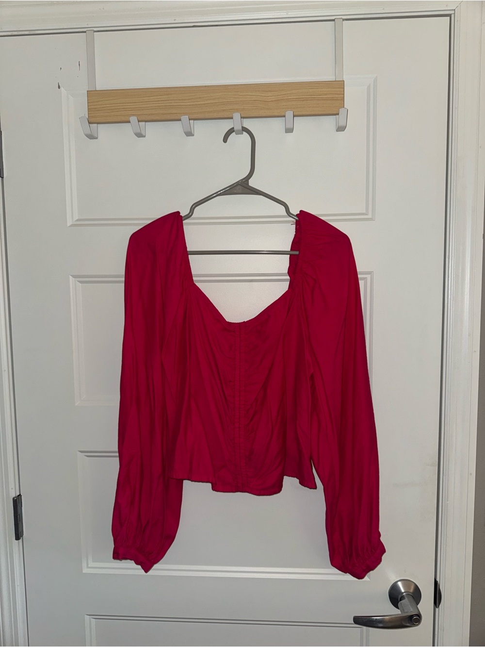 a new day Fuchsia Peasant Blouse